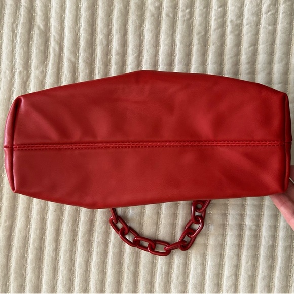 NWT, Badgley Mischka Red Shoulder Handbag Wrapped Frame Clutch Chain Strap - Picture 14 of 14